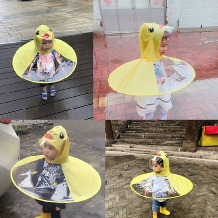 Rain Coat UFO Duck Kids Baby Umbrella Hat Magical Hands Free Raincoat Yellow UK Rain Coat UFO Duck Kids Baby Umbrella Hat Magical Hands Free Raincoat Yellow UK